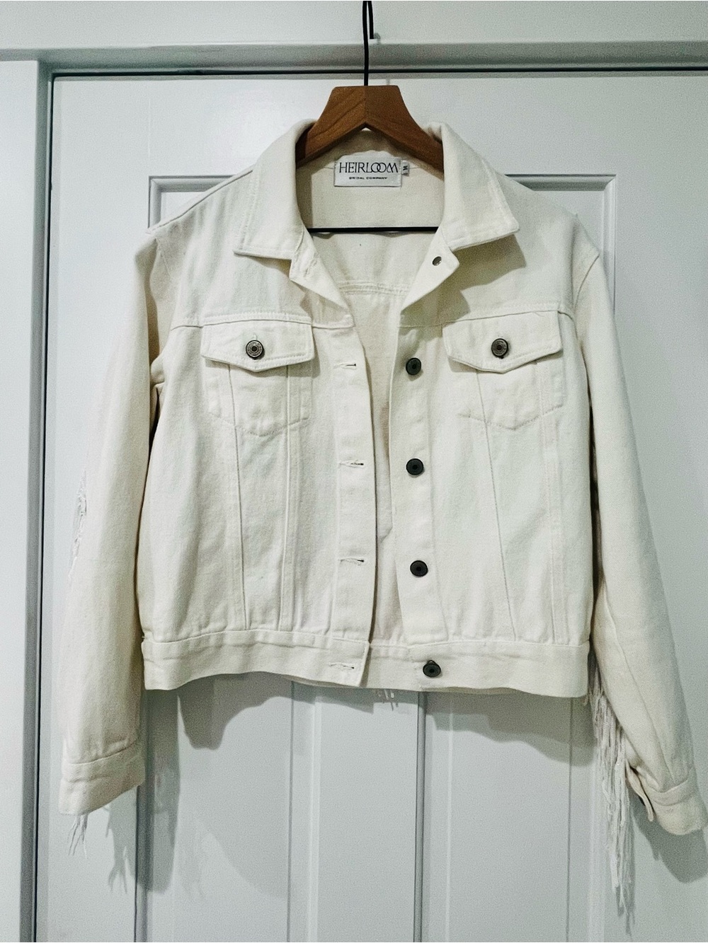 Heirloom Bridal Co White Denim Fringe Jacket